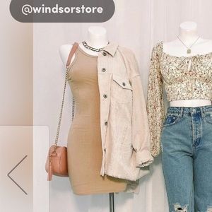 Windsor Ribbed Knit Crew Neck Bodycon Mini Dress